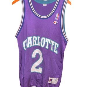 Charlotte hornets Larry Johnson Purple Basketball Jersey